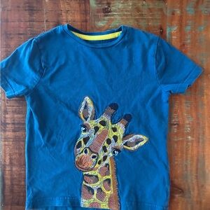 Mini Boden Kids' Superstitch Giraffe T-shirt Size 5/6 Sapphire Blue